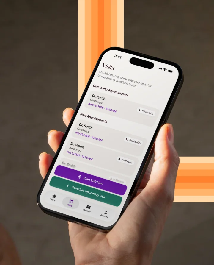 The Joji app's Visits screen on a phone